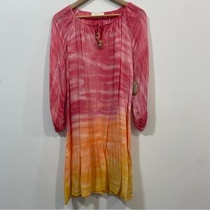 River + Sky NWT Made In USA Pink Orange Summer BeachTie-Dye Mini Dress Size S